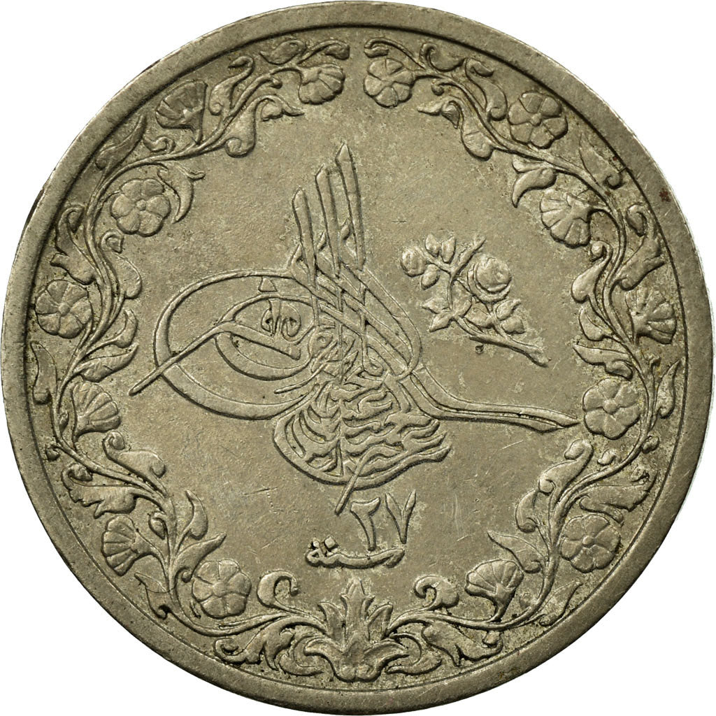 Coin, Egypt, Abdul Hamid II, 2/10 Qirsh, 1901, Misr, EF(40-45), Copper-nickel