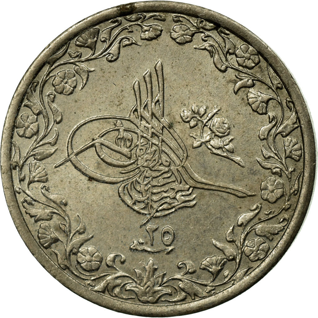 Coin, Egypt, Abdul Hamid II, 1/10 Qirsh, 1899, Misr, EF(40-45), Copper-nickel