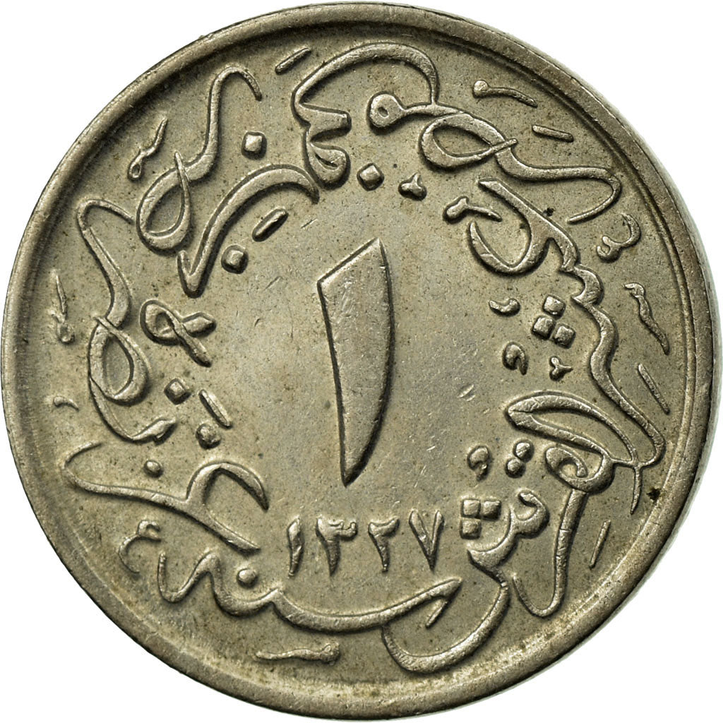 Coin, Egypt, Muhammad V, 1/10 Qirsh, 1911, Misr, EF(40-45), Copper-nickel