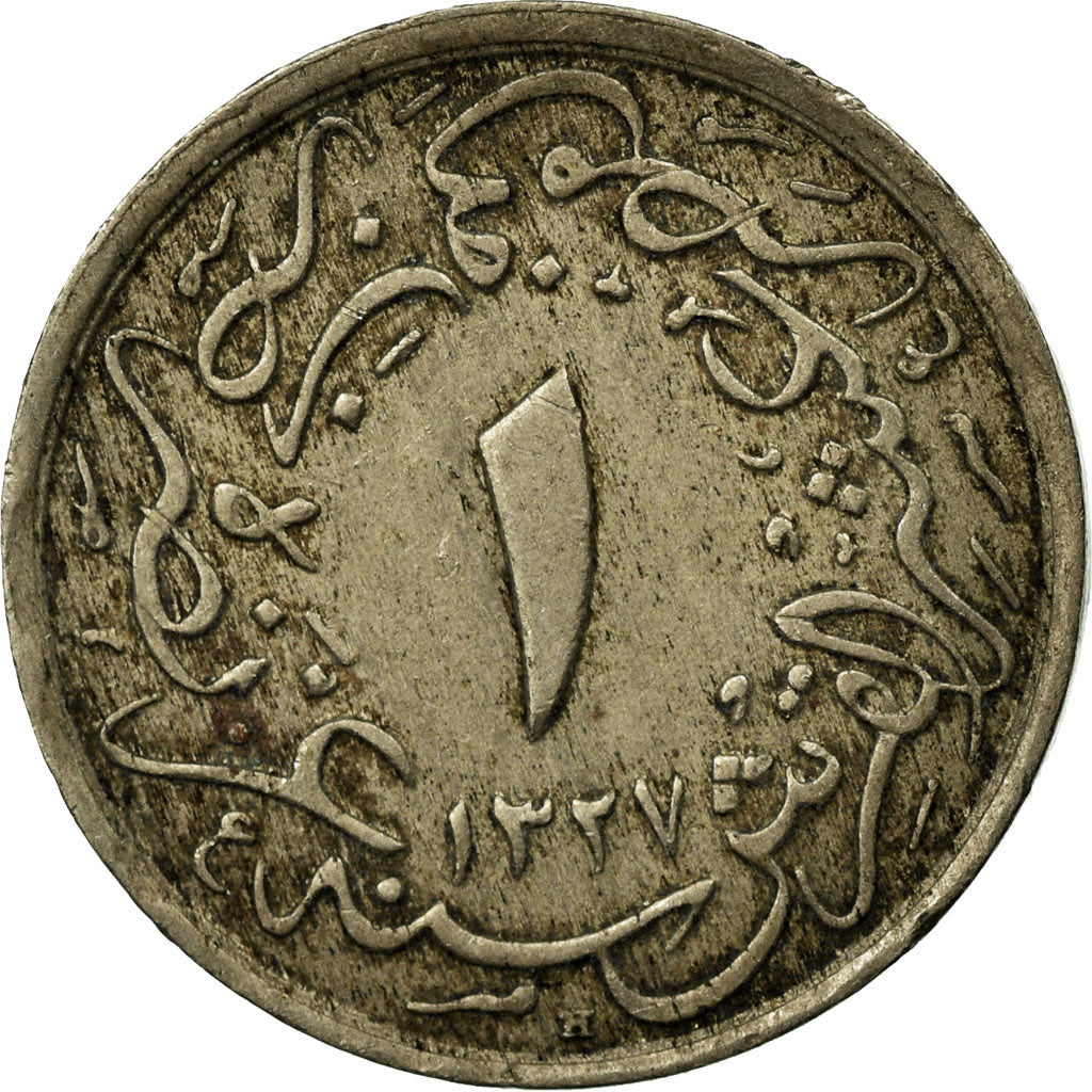 Moneda, Egipto, Muhammad V, 1/10 Qirsh, 1910, Misr, MBC, Cobre - níquel, KM:302