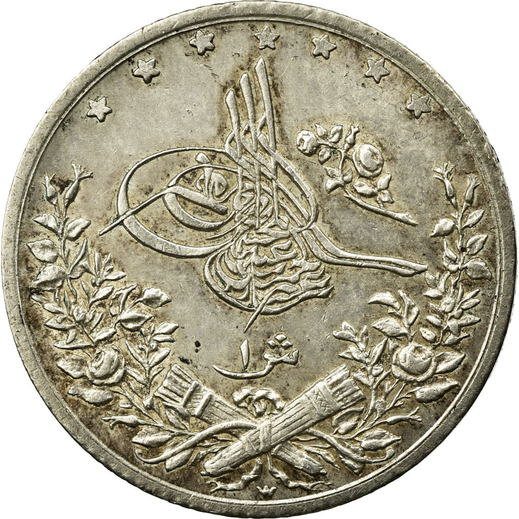 Coin, Egypt, Abdul Hamid II, Qirsh, 1891, Misr, EF(40-45), Silver, KM:292