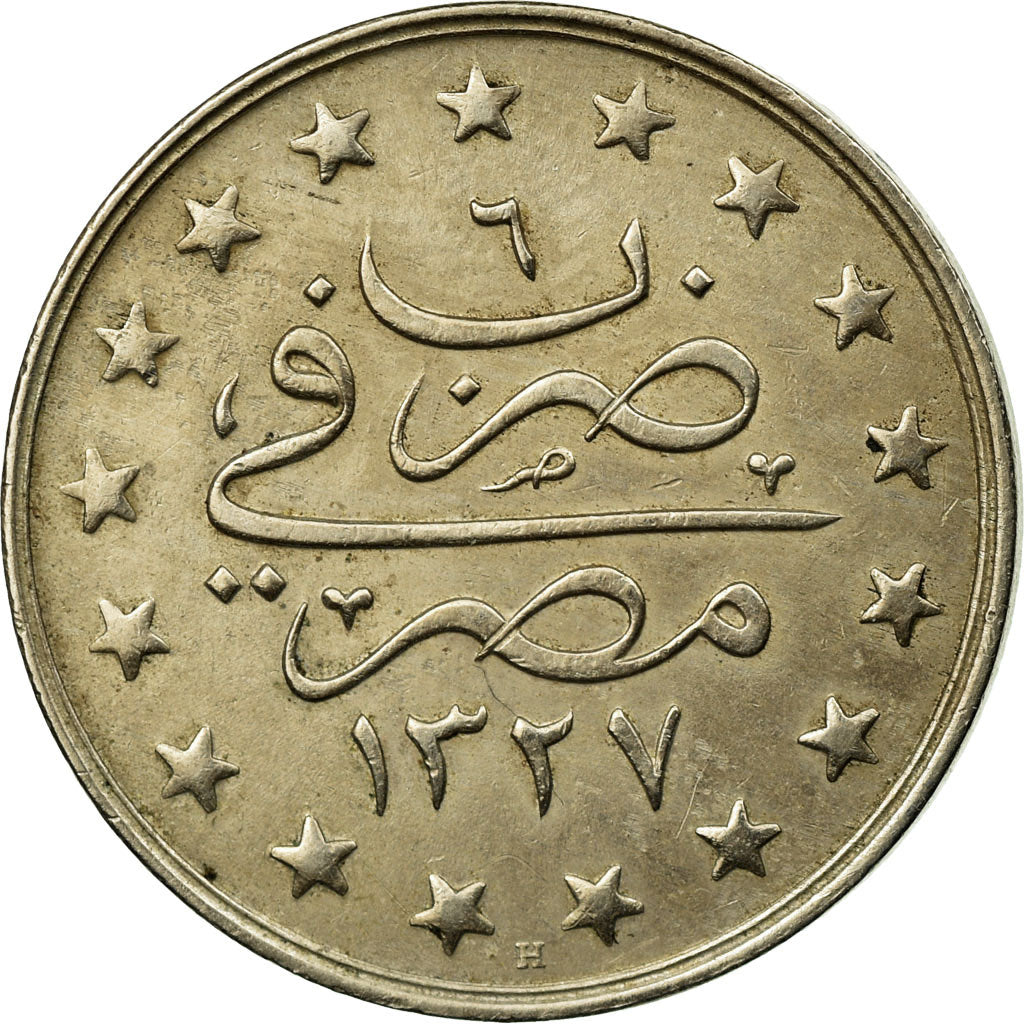 Coin, Egypt, Muhammad V, Qirsh, 1913, Misr, EF(40-45), Copper-nickel, KM:306