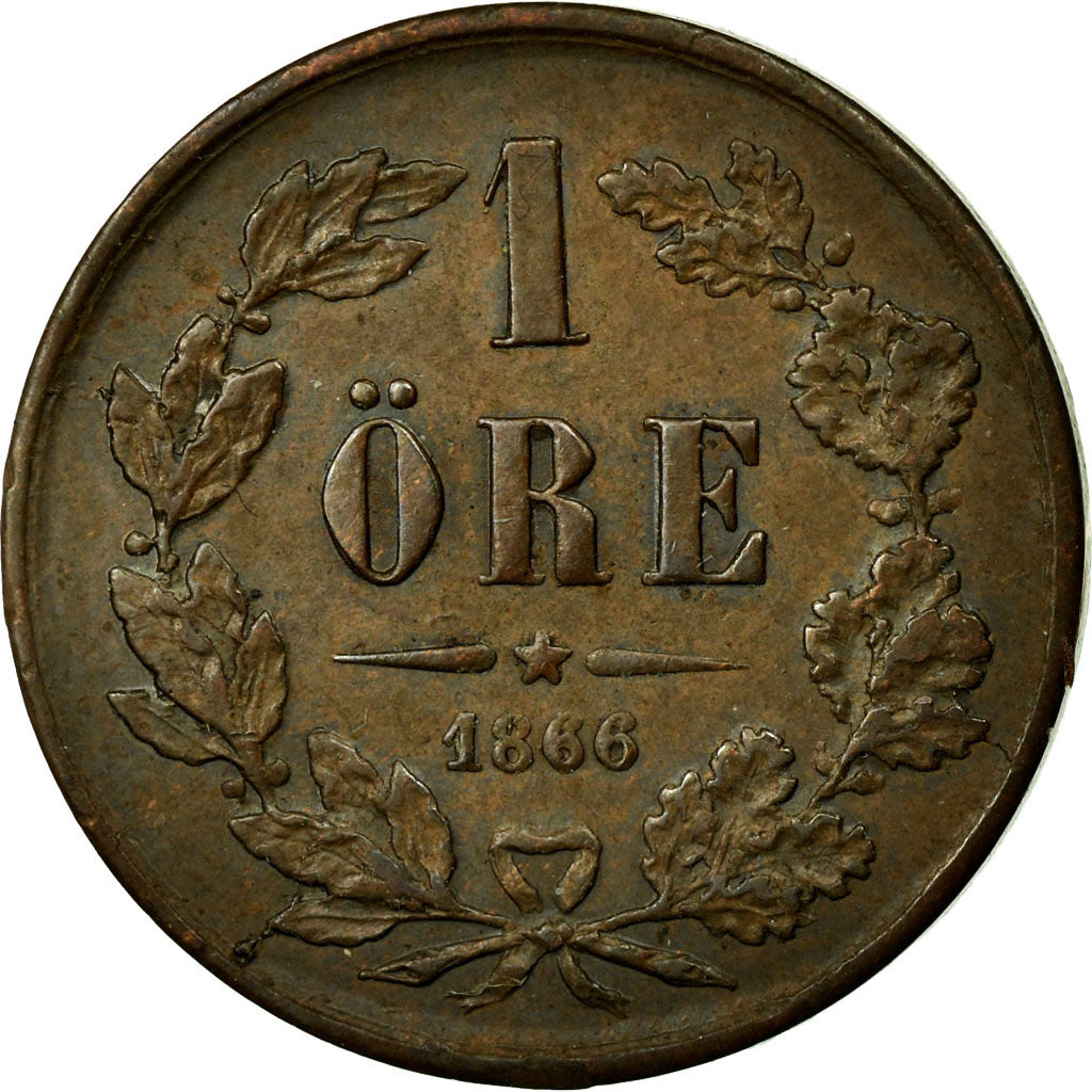 Coin, Sweden, Carl XV Adolf, Ore, 1866, EF(40-45), Bronze, KM:705