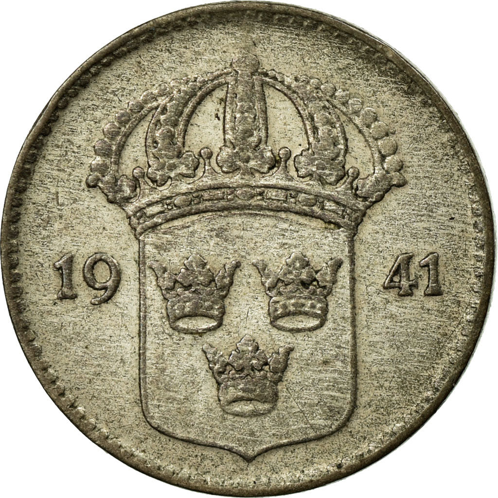 Coin, Sweden, Gustaf V, 10 Öre, 1941, EF(40-45), Silver, KM:780