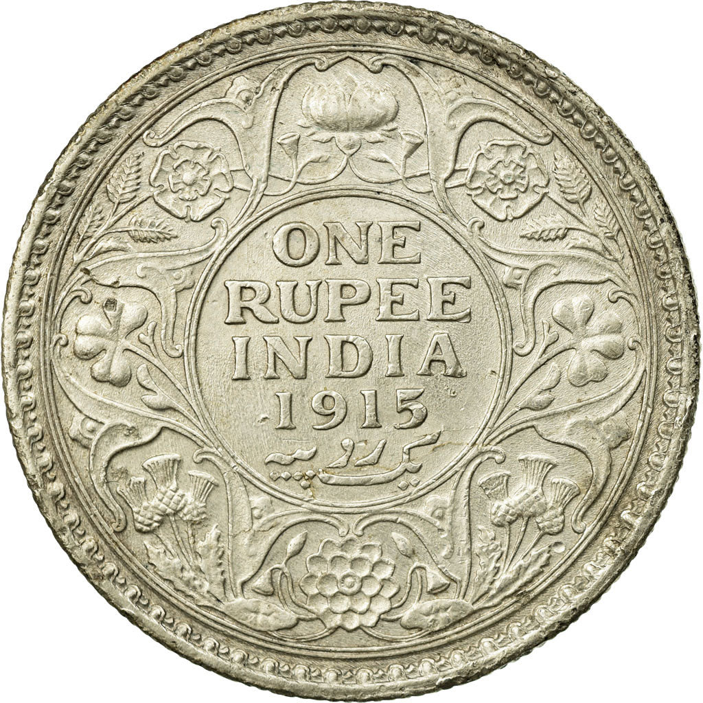 Coin, INDIA-BRITISH, George V, Rupee, 1915, EF(40-45), Silver, KM:524