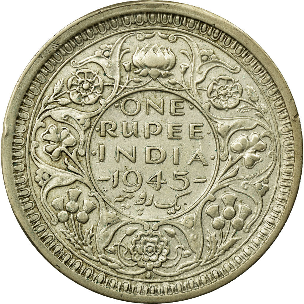 Coin, INDIA-BRITISH, George VI, Rupee, 1945, EF(40-45), Silver, KM:557.1