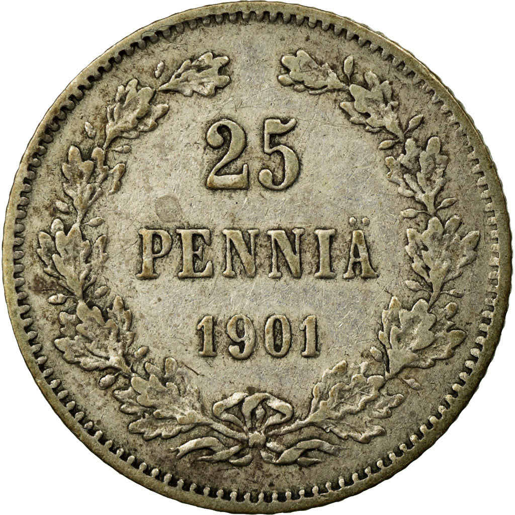 Coin, Finland, Nicholas II, 25 Penniä, 1901, EF(40-45), Silver, KM:6.2