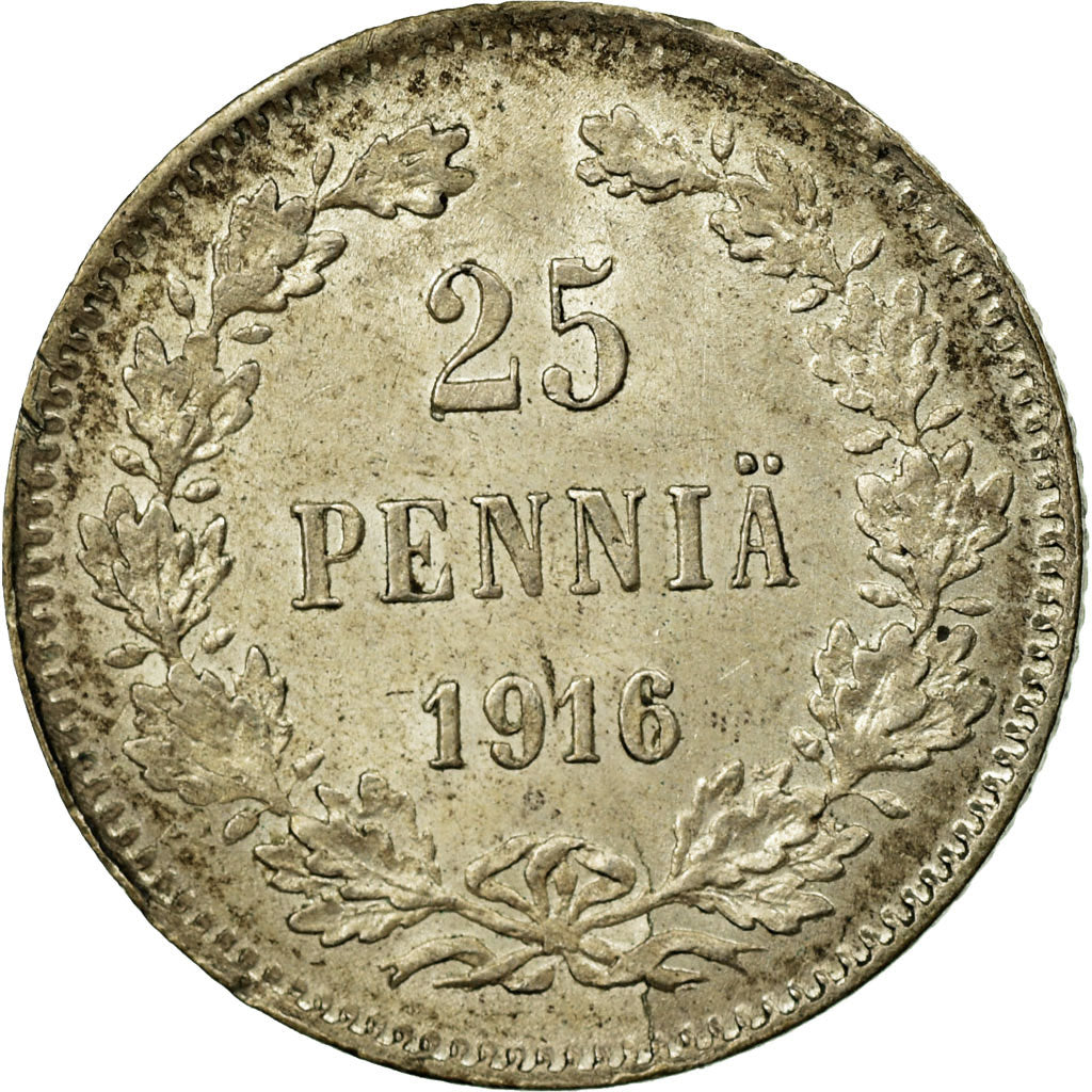 Coin, Finland, Nicholas II, 25 Penniä, 1916, EF(40-45), Silver, KM:6.2