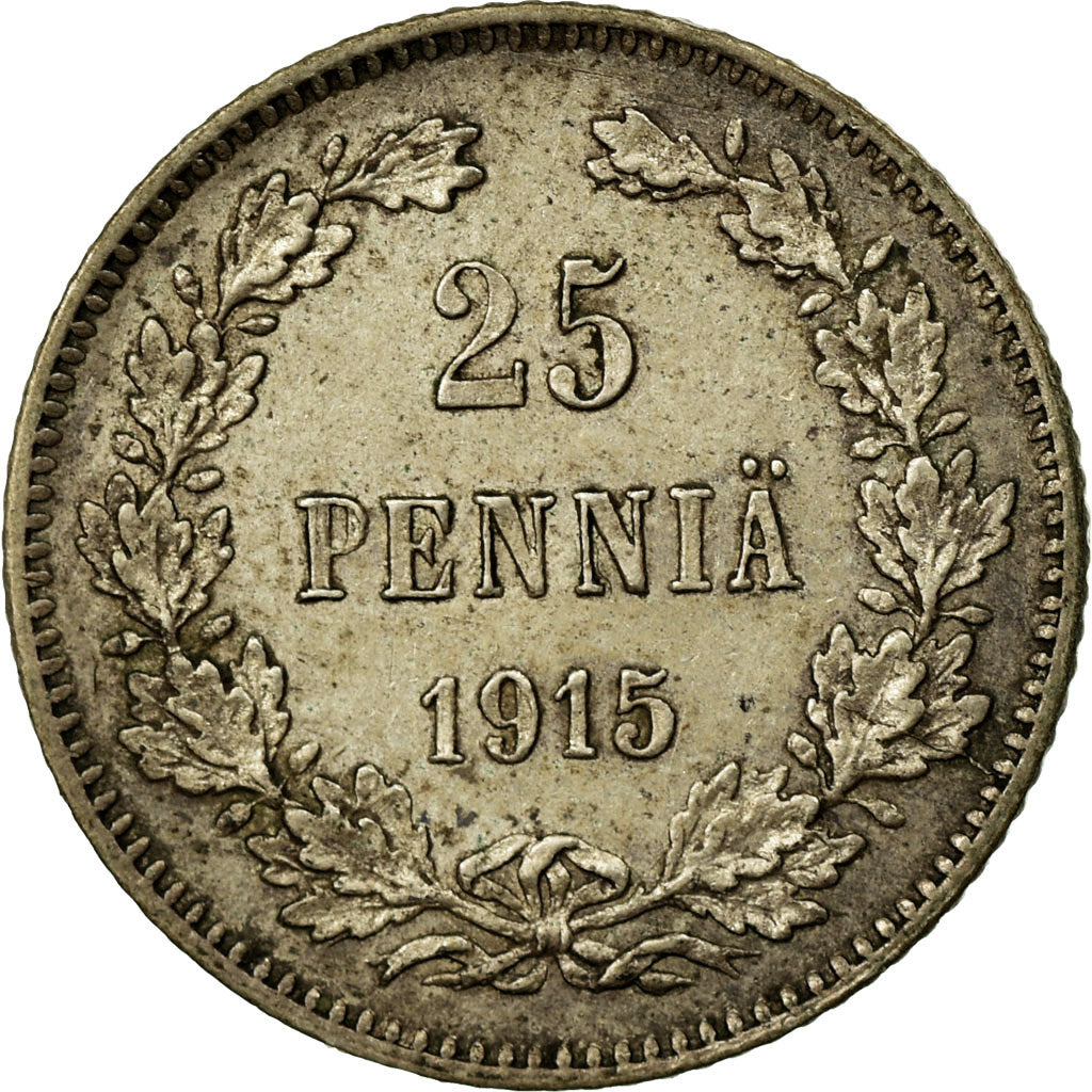Coin, Finland, Nicholas II, 25 Penniä, 1915, EF(40-45), Silver, KM:6.2