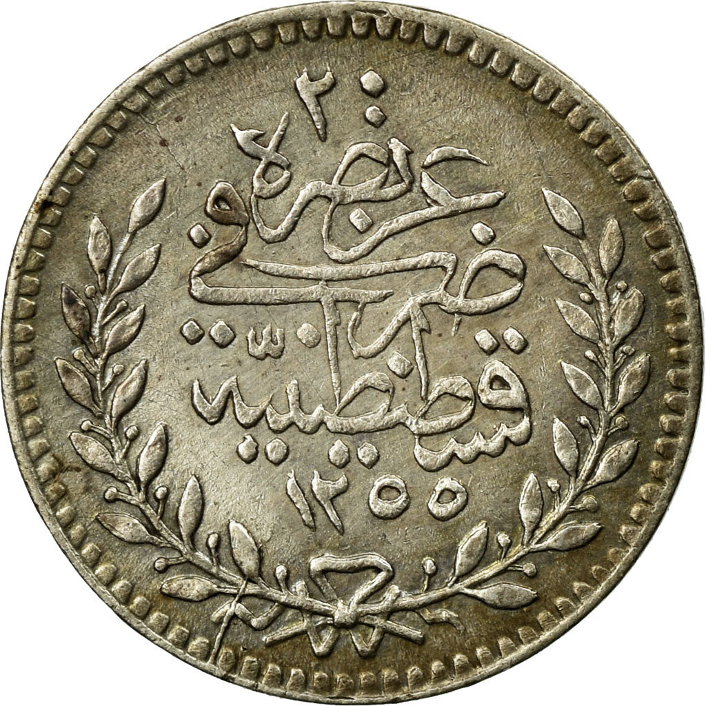 Coin, Turkey, Abdul Mejid, 20 Para, 1851, Qustantiniyah, EF(40-45), Silver