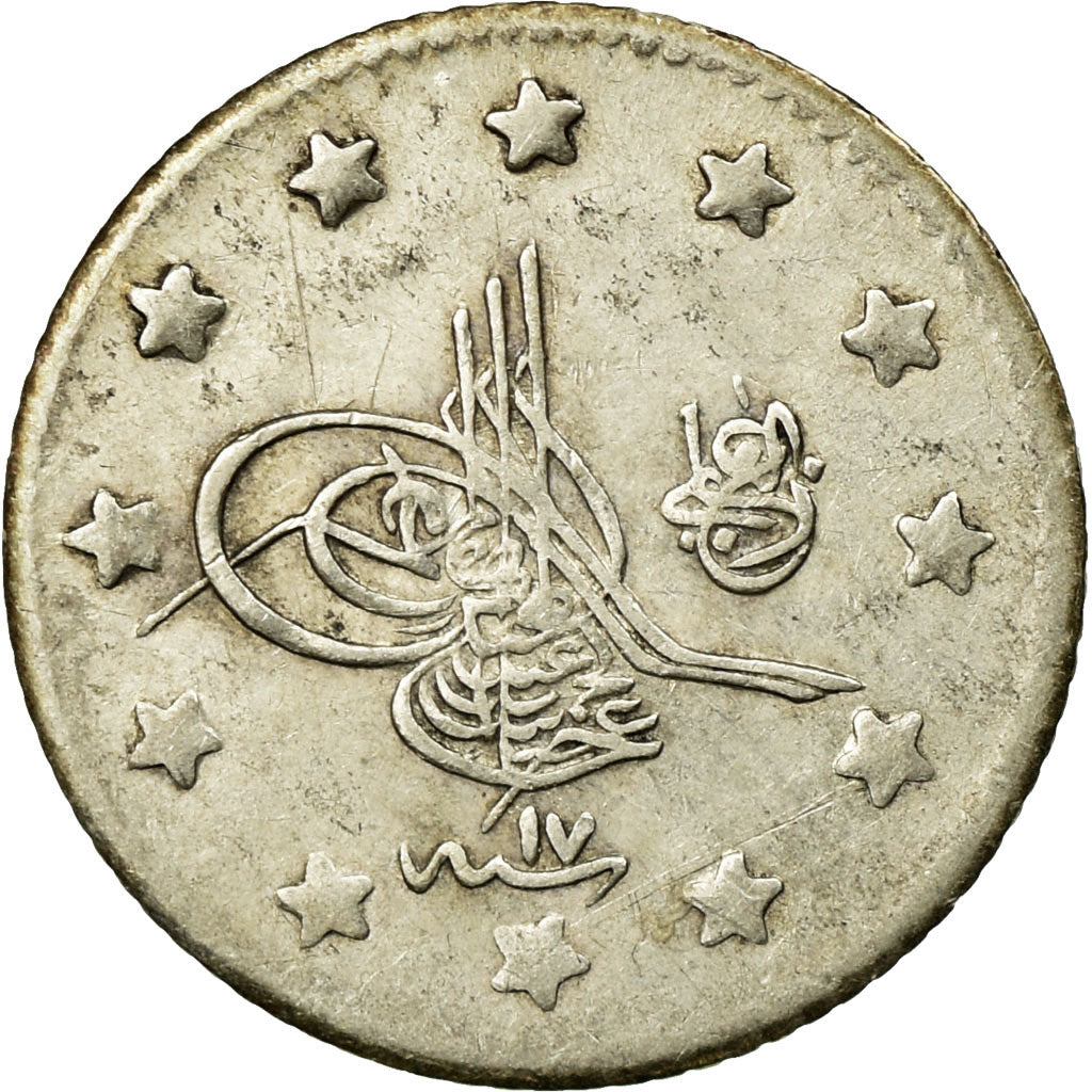 Coin, Turkey, Abdul Hamid II, Kurush, 1891, Qustantiniyah, EF(40-45), Silver