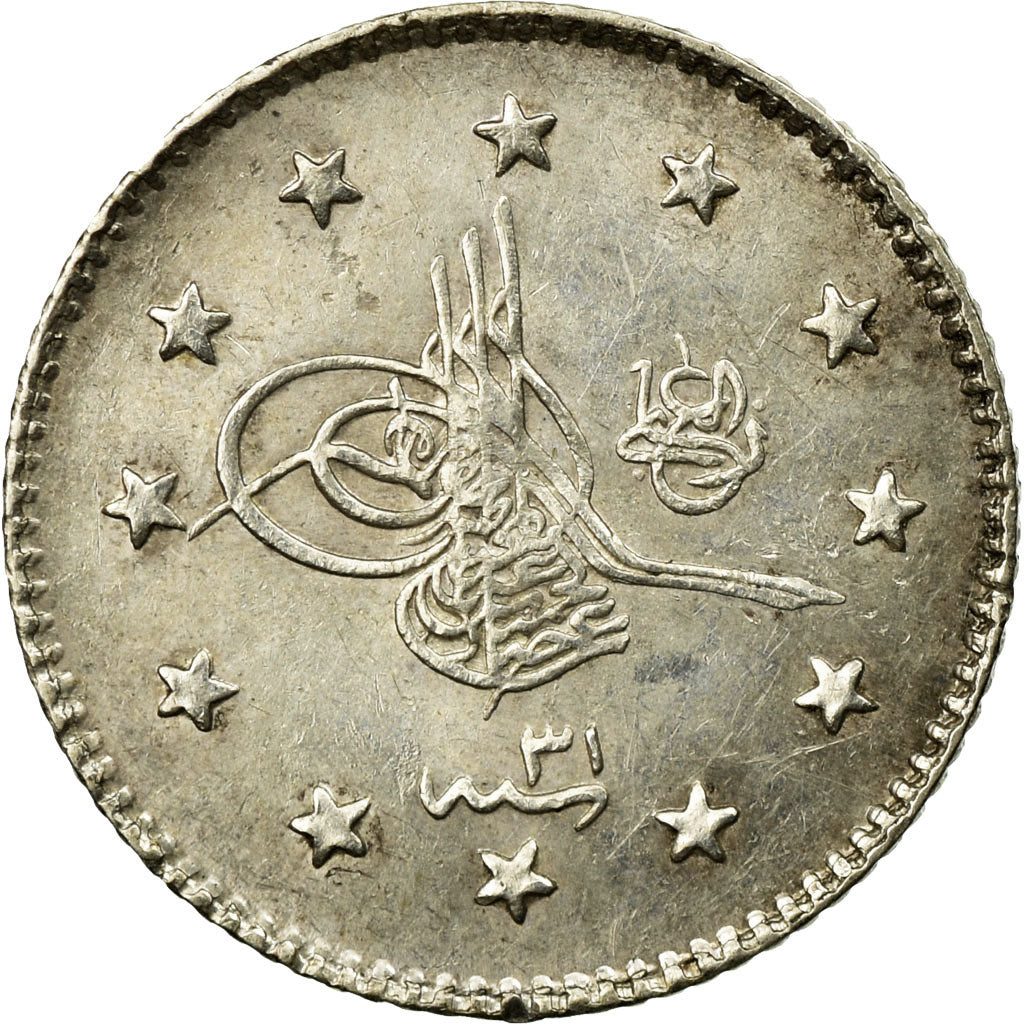 Coin, Turkey, Abdul Hamid II, Kurush, 1905, Qustantiniyah, EF(40-45), Silver