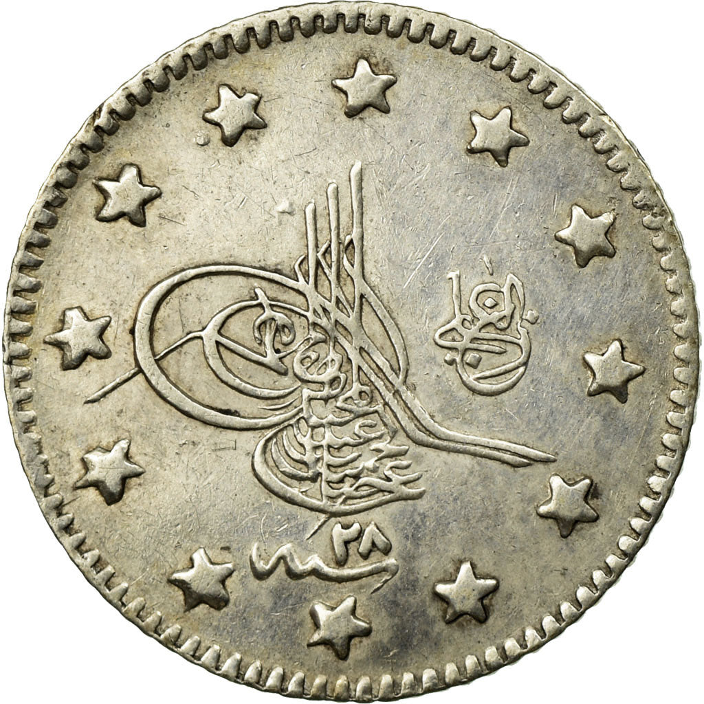 Coin, Turkey, Abdul Hamid II, Kurush, 1902, Qustantiniyah, EF(40-45), Silver