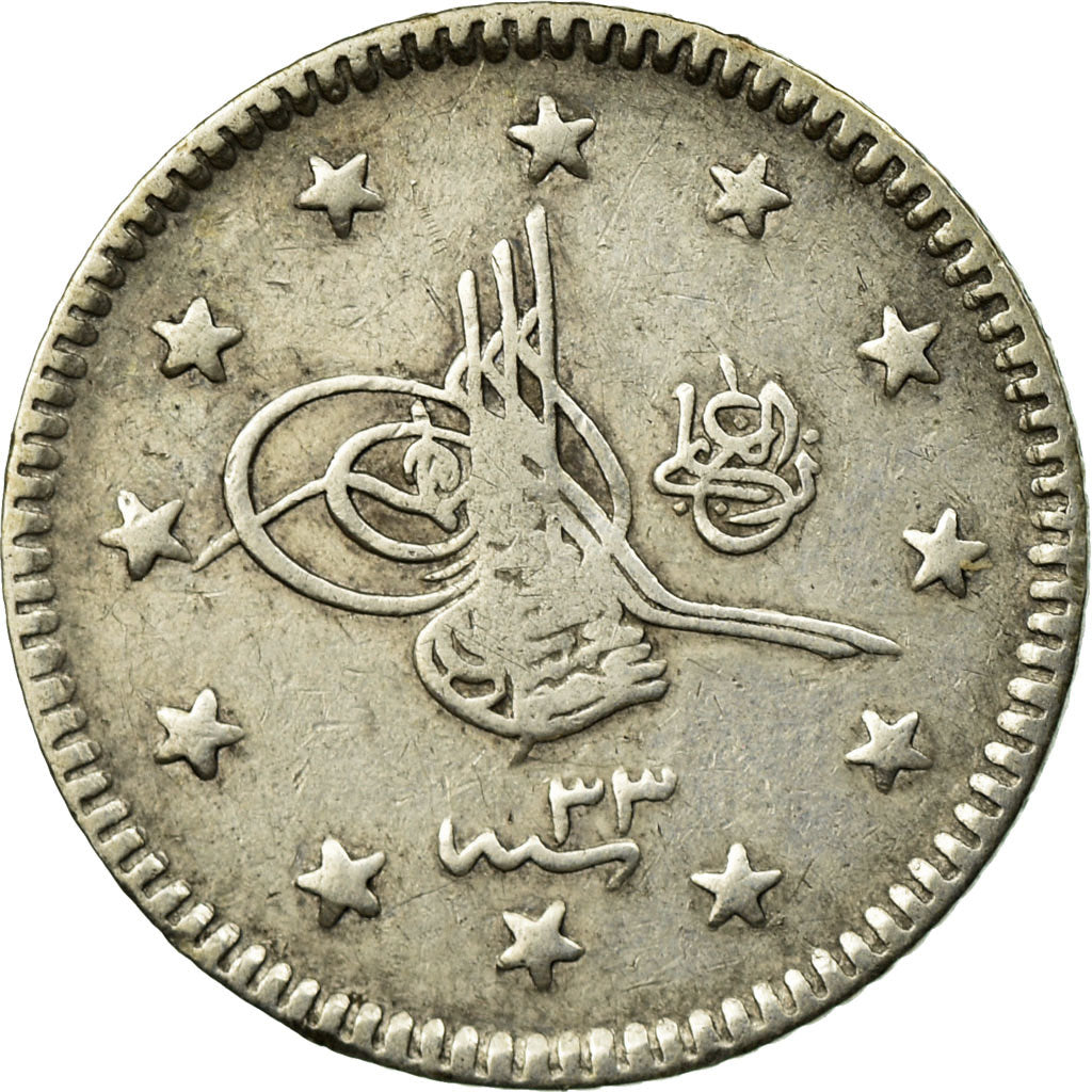 Coin, Turkey, Abdul Hamid II, Kurush, 1897, Qustantiniyah, EF(40-45), Silver