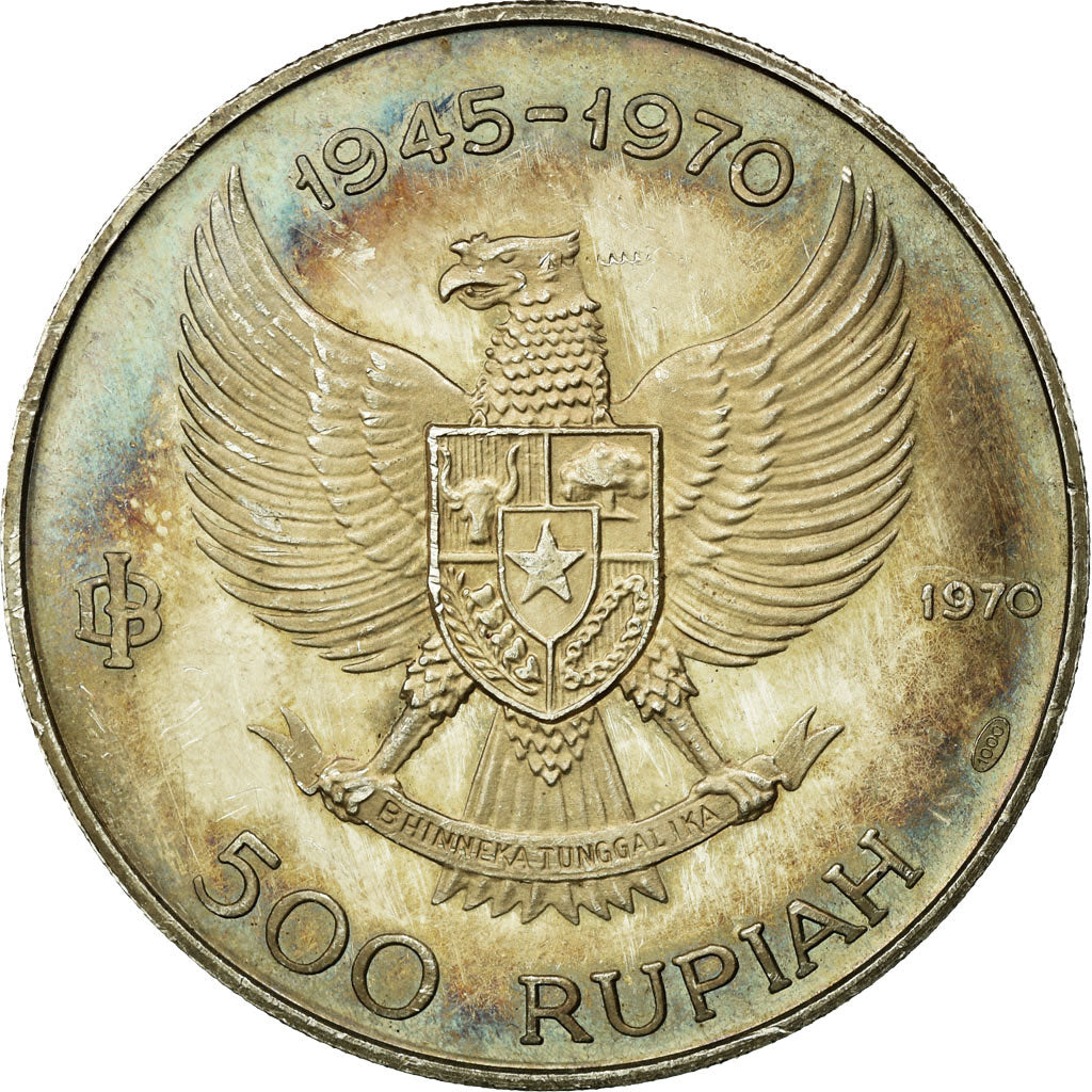 Coin, Indonesia, 500 Rupiah, 1970, VF(30-35), Silver, KM:25