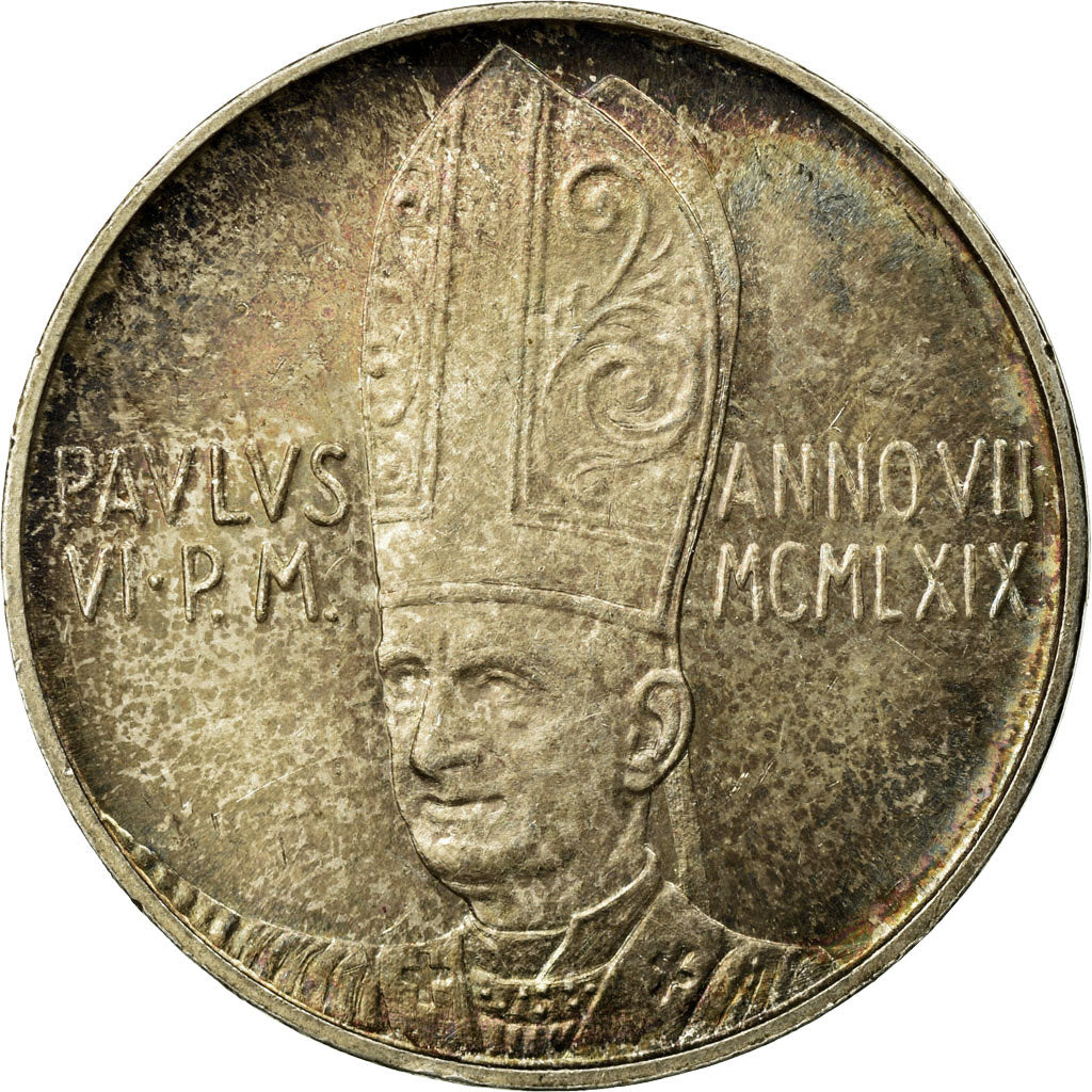 Moneta, PAŃSTWO WATYKAŃSKIE, Paul VI, 500 Lire, 1969, Roma, EF(40-45), Srebro