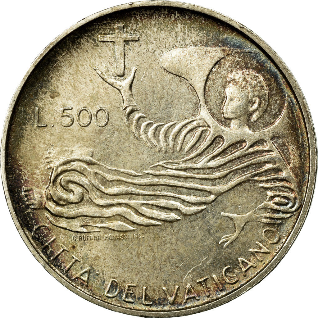 Moneta, PAŃSTWO WATYKAŃSKIE, Paul VI, 500 Lire, 1969, Roma, EF(40-45), Srebro