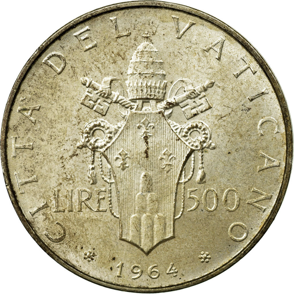 Moneta, PAŃSTWO WATYKAŃSKIE, Paul VI, 500 Lire, 1964, Roma, EF(40-45), Srebro