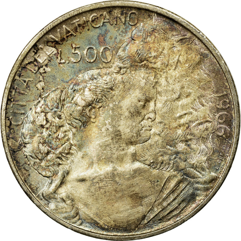 Coin, VATICAN CITY, Paul VI, 500 Lire, 1966, Roma, VF(30-35), Silver, KM:91