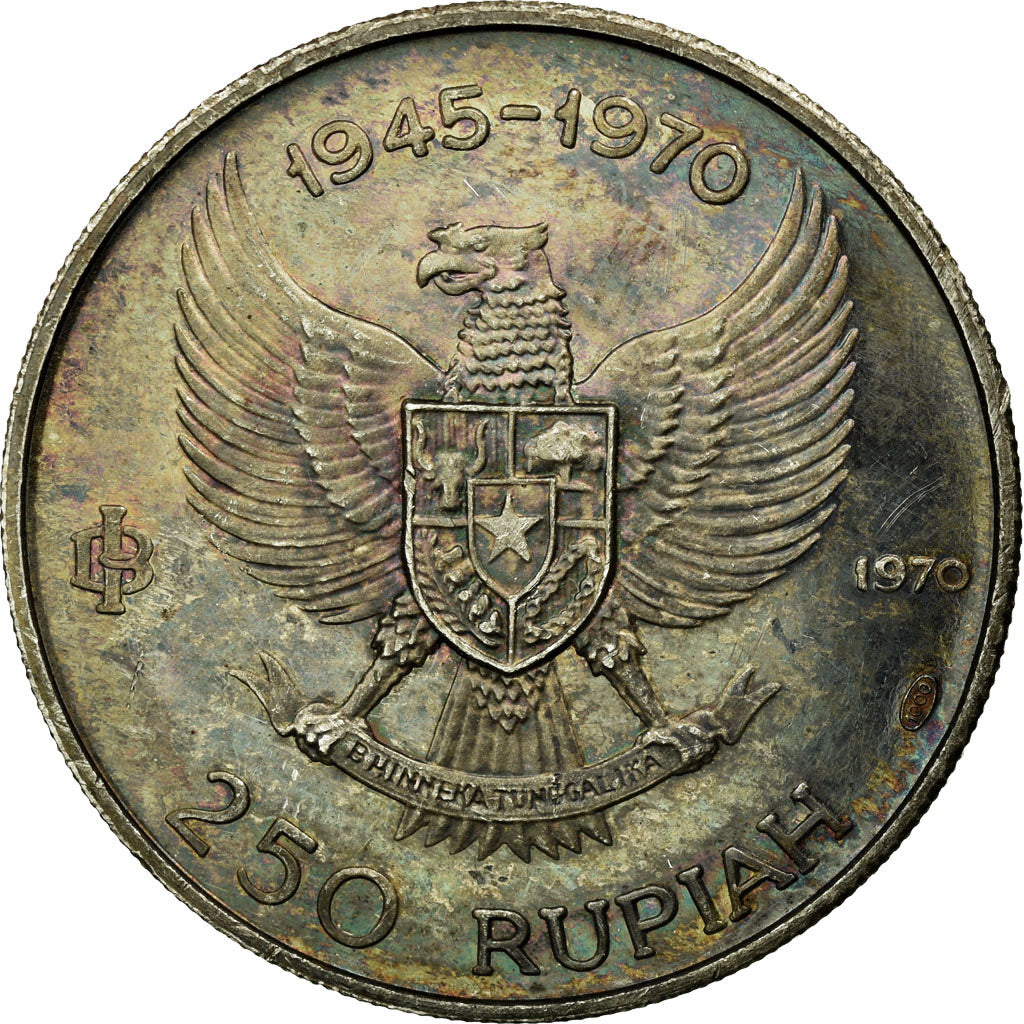 Coin, Indonesia, 250 Rupiah, 1970, EF(40-45), Silver, KM:24