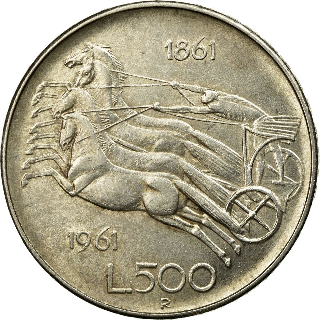 Coin, Italy, 500 Lire, 1961, Rome, AU(50-53), Silver, KM:99