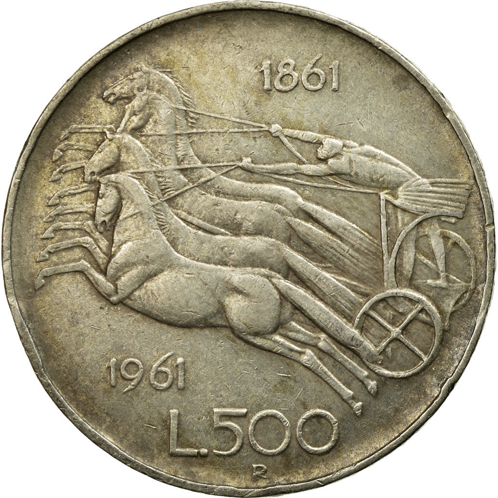 Coin, Italy, 500 Lire, 1961, Rome, EF(40-45), Silver, KM:99