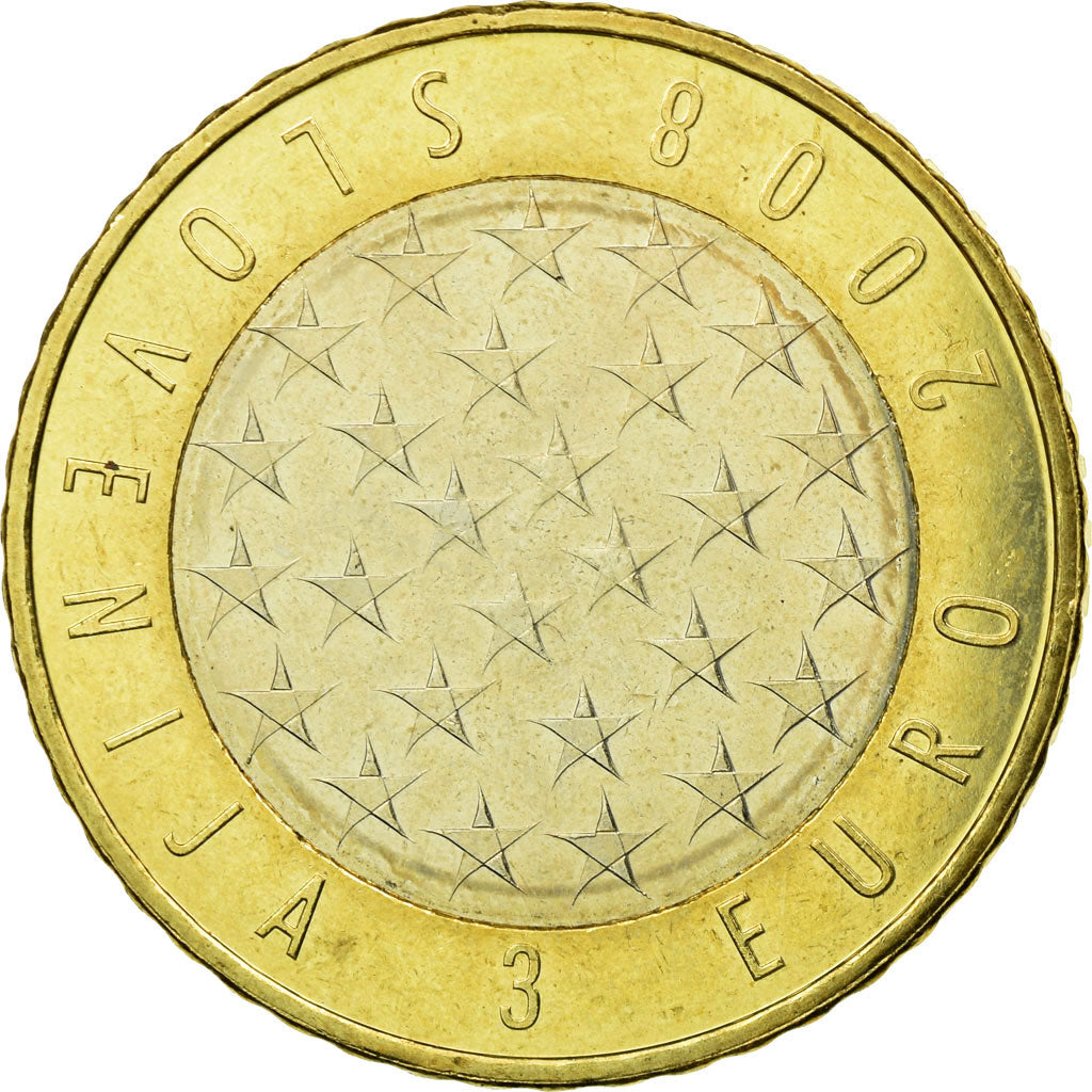 Slovenië, 3 Euro, 2008, PR+, Bi-Metallic, KM:81