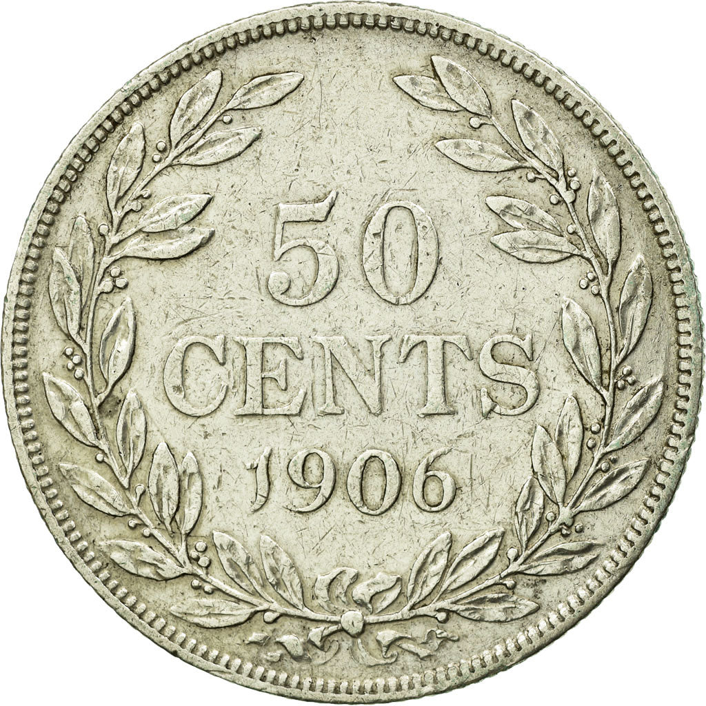 Coin, Liberia, 50 Cents, 1906, Heaton, Birmingham, England, EF(40-45), Silver
