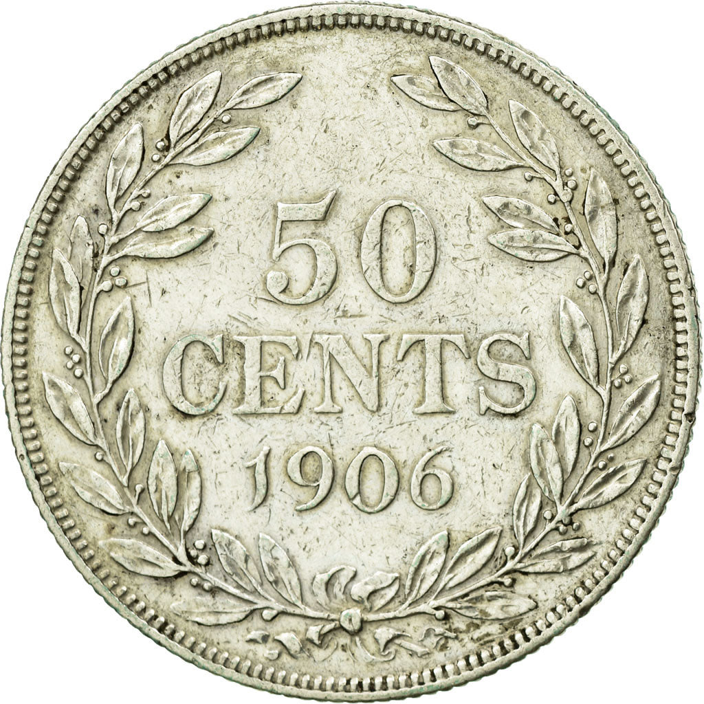 Coin, Liberia, 50 Cents, 1906, Heaton, Birmingham, England, VF(30-35), Silver