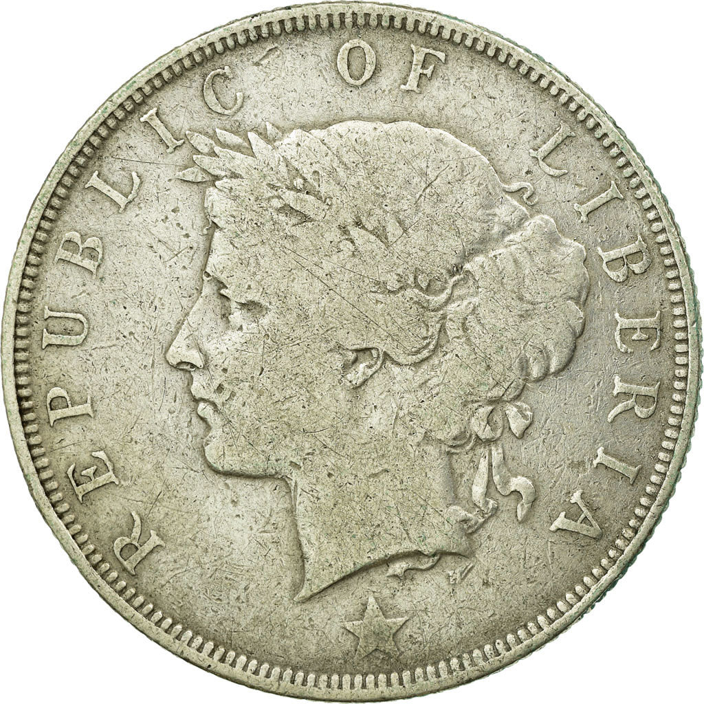Moneta, Liberia, 50 Cents, 1906, Heaton, Birmingham, England, MB, Argento, KM:9