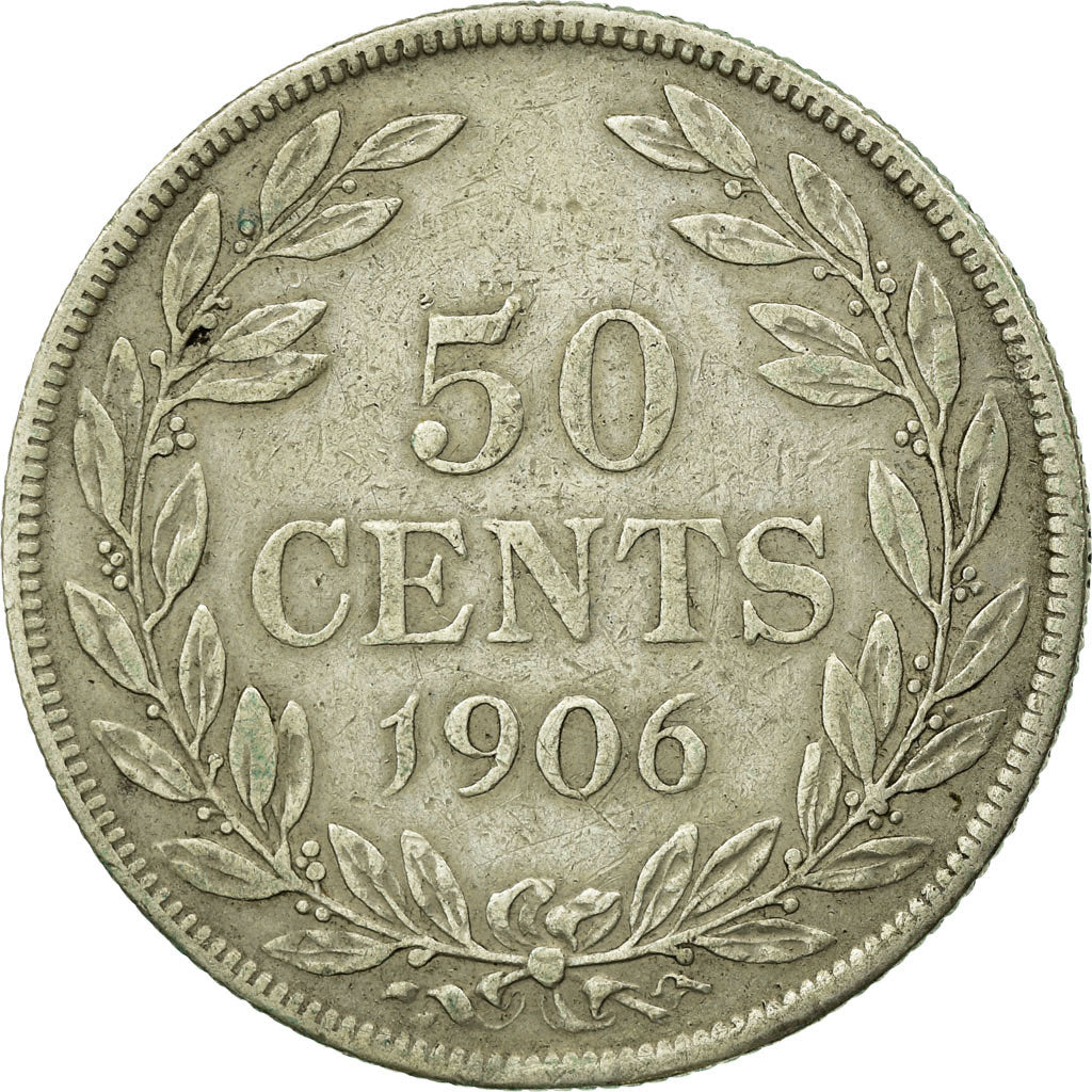 Moneta, Liberia, 50 Cents, 1906, Heaton, Birmingham, England, MB, Argento, KM:9