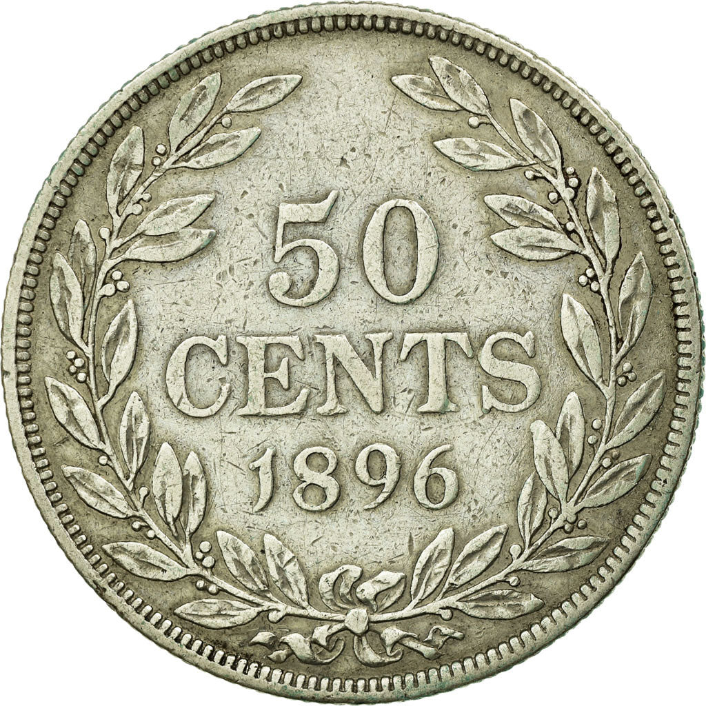 Monnaie, Liberia, 50 Cents, 1896, Heaton, Birmingham, England, TB, Argent, KM:9