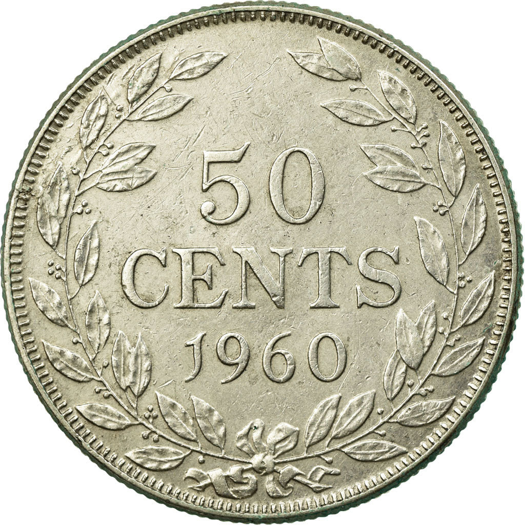 Coin, Liberia, 50 Cents, 1960, VF(30-35), Silver, KM:17