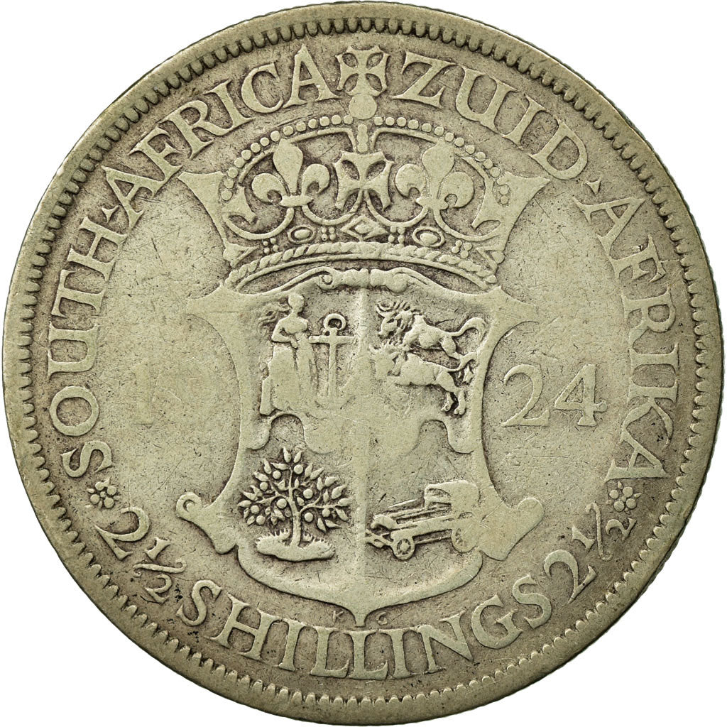 Moneda, Sudáfrica, George V, 2-1/2 Shillings, 1924, BC, Plata, KM:19.1