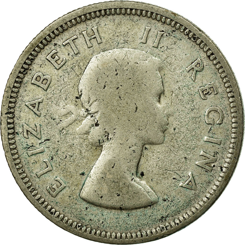 Monnaie, Afrique du Sud, Elizabeth II, 2 Shillings, 1954, B+, Argent, KM:50