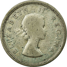 Monnaie, Afrique du Sud, Elizabeth II, 2 Shillings, 1954, B+, Argent, KM:50