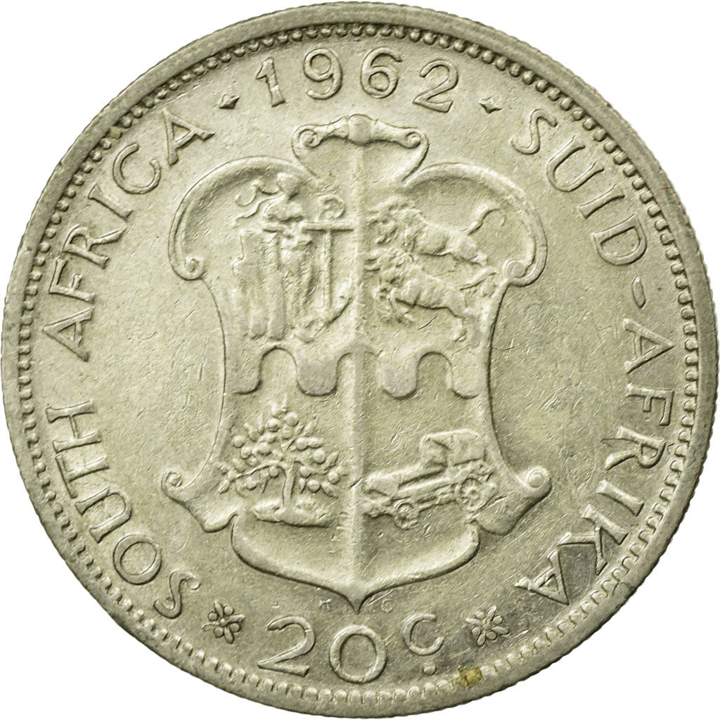 Coin, South Africa, 20 Cents, 1962, EF(40-45), Silver, KM:61