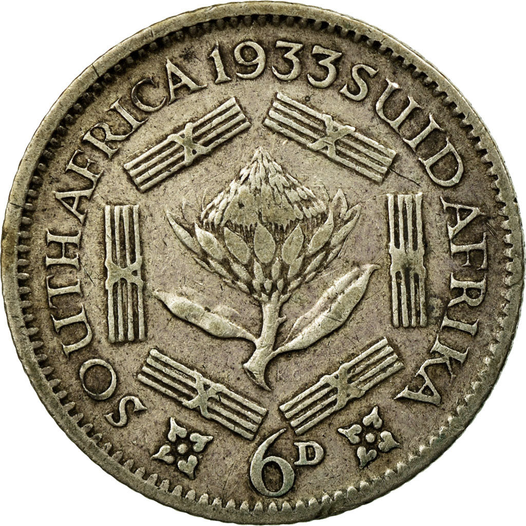 Coin, South Africa, George V, 6 Pence, 1933, VF(30-35), Silver, KM:16.2