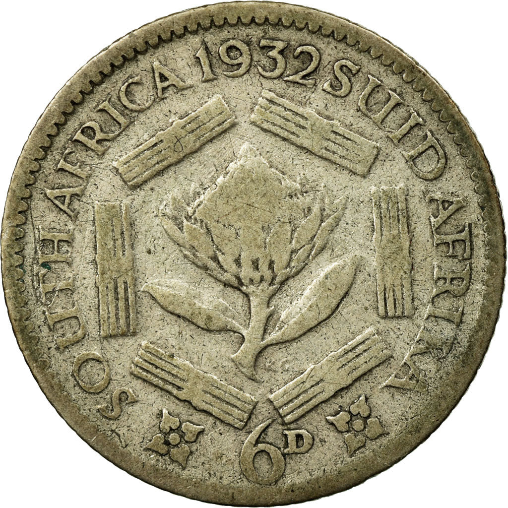 Coin, South Africa, George V, 6 Pence, 1932, F(12-15), Silver, KM:16.2