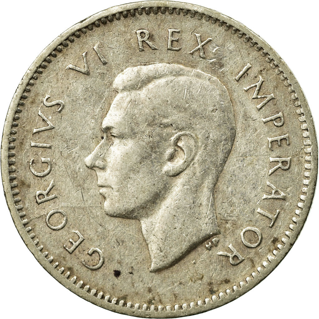Moneta, Sudafrica, George VI, 3 Pence, 1945, BB, Argento, KM:26