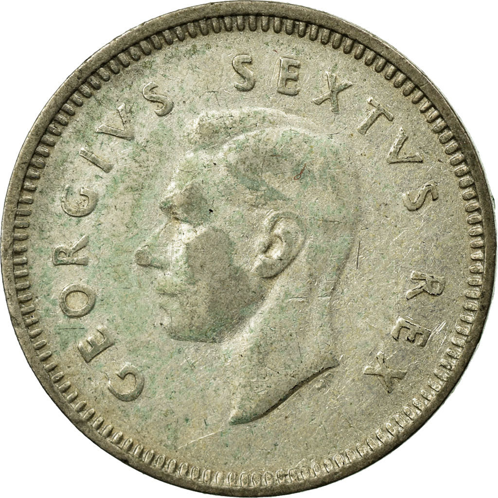 Moneta, Sudafrica, George VI, 3 Pence, 1952, BB, Argento, KM:35.2