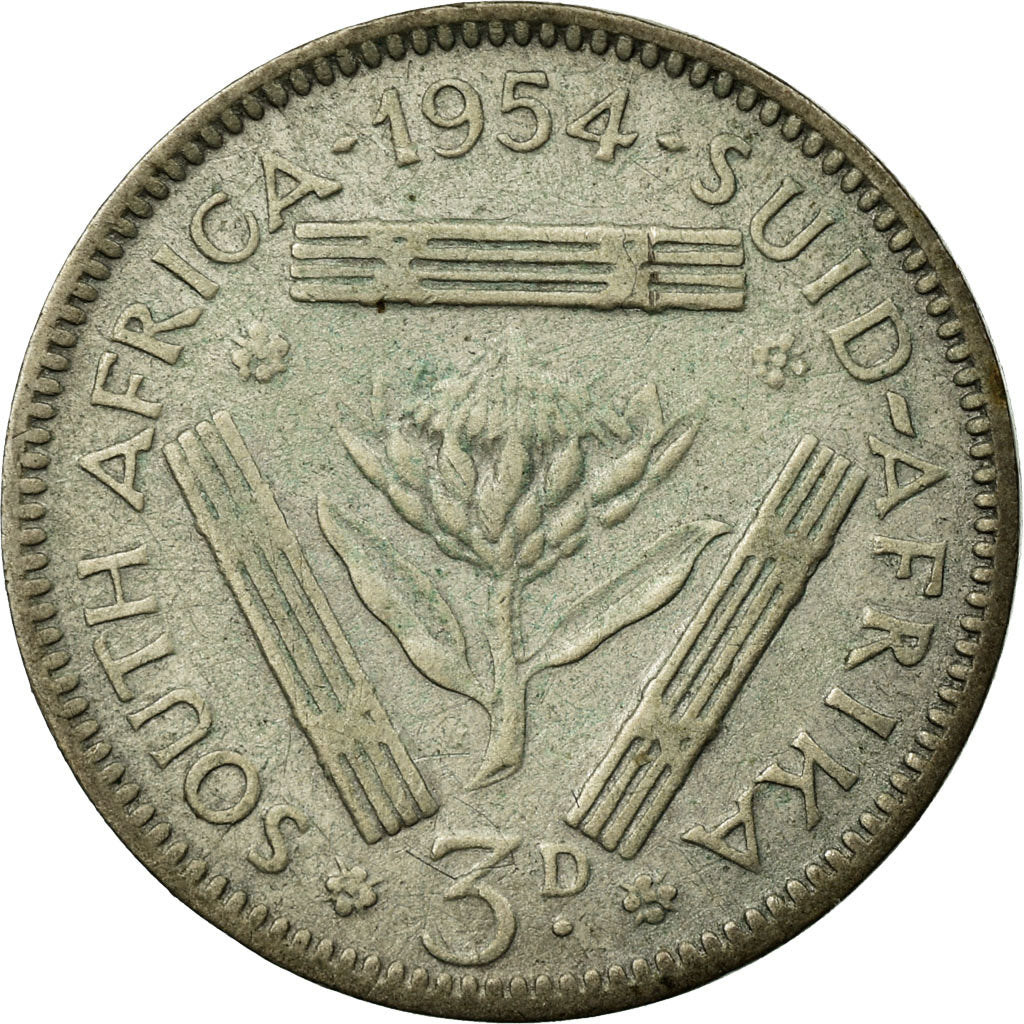 Coin, South Africa, Elizabeth II, 3 Pence, 1954, VF(30-35), Silver, KM:47