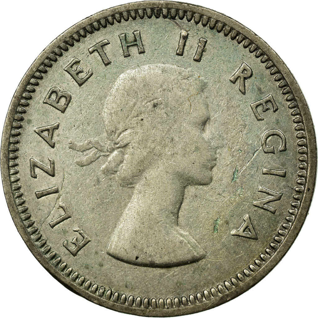 Coin, South Africa, Elizabeth II, 3 Pence, 1955, VF(30-35), Silver, KM:47