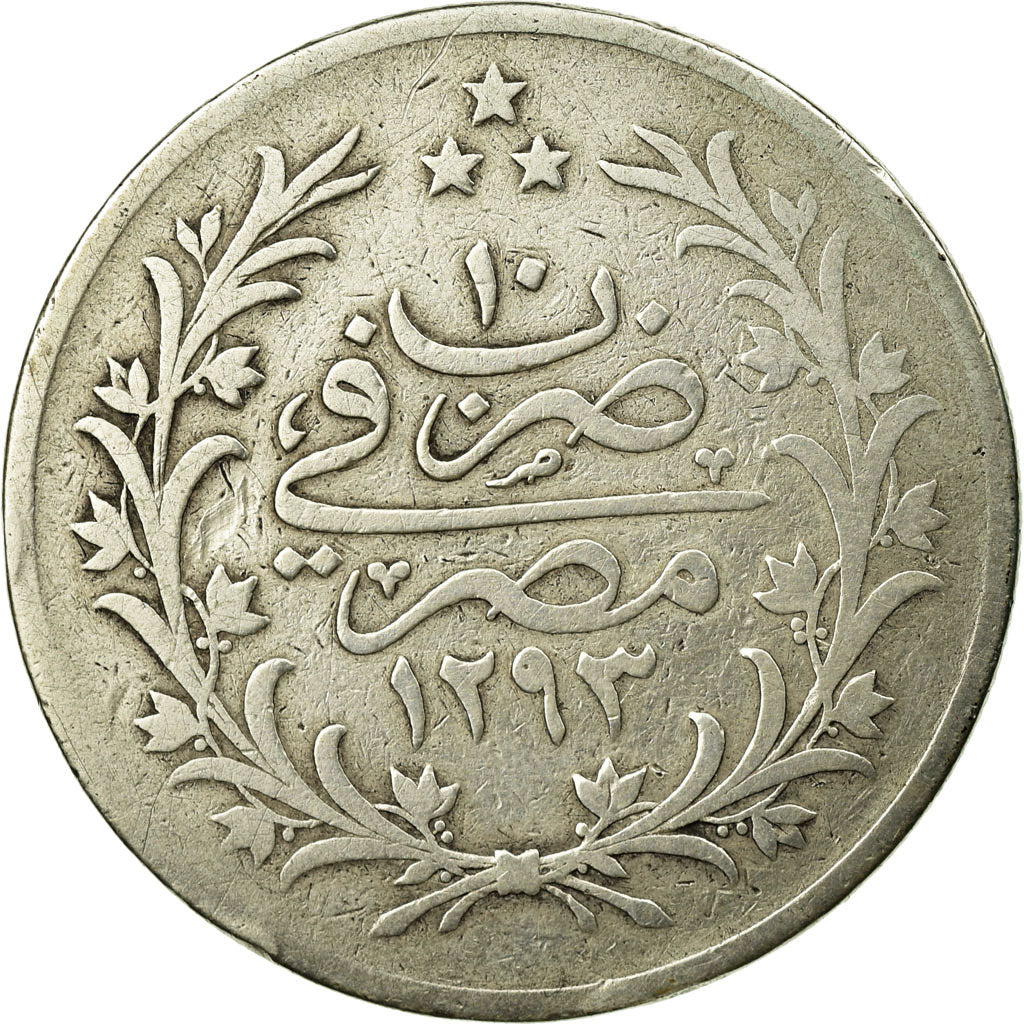 Moneta, Egitto, Abdul Hamid II, 10 Qirsh, 1884/AH1293, Misr, MB+, Argento