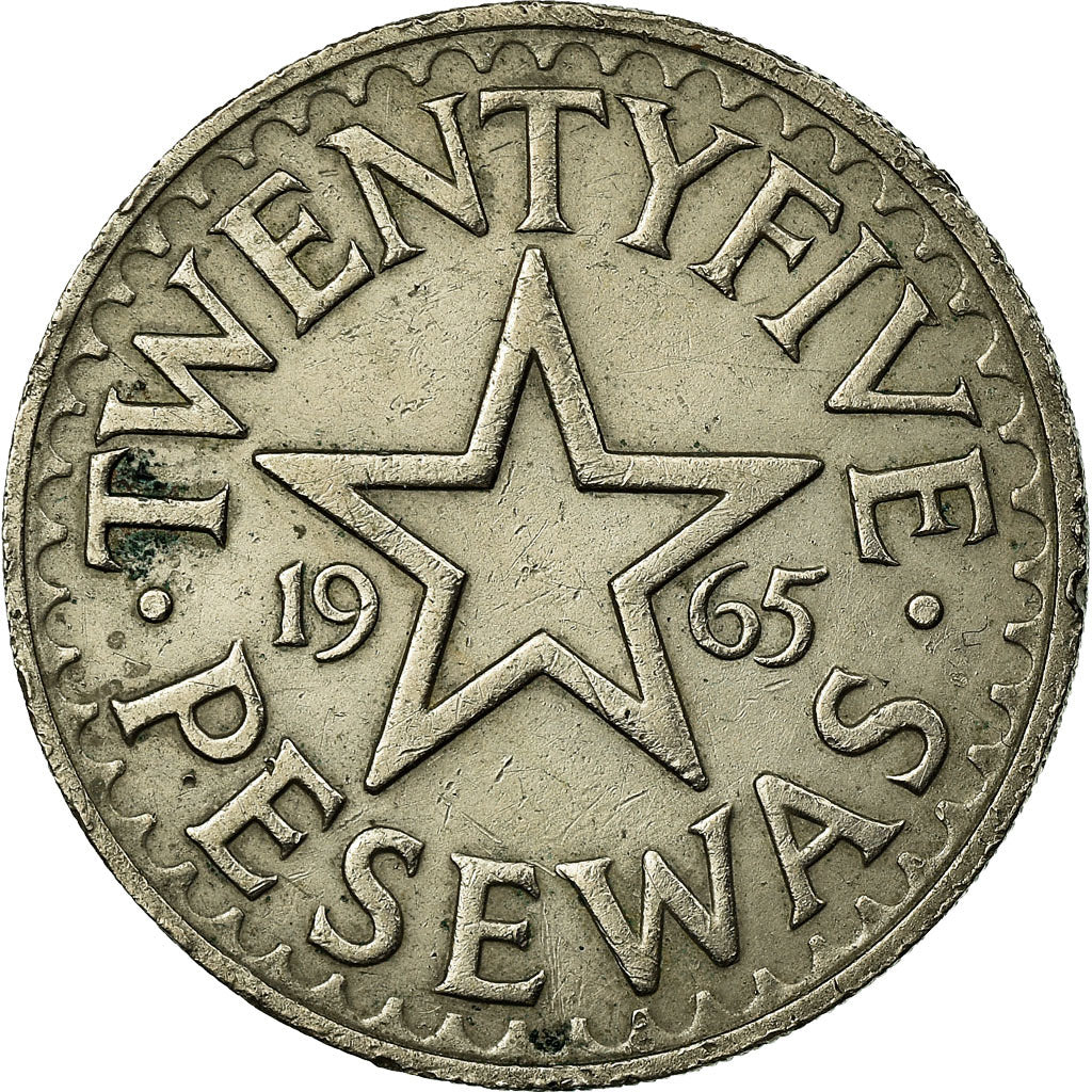Coin, Ghana, 25 Pesewas, 1965, EF(40-45), Copper-nickel, KM:10