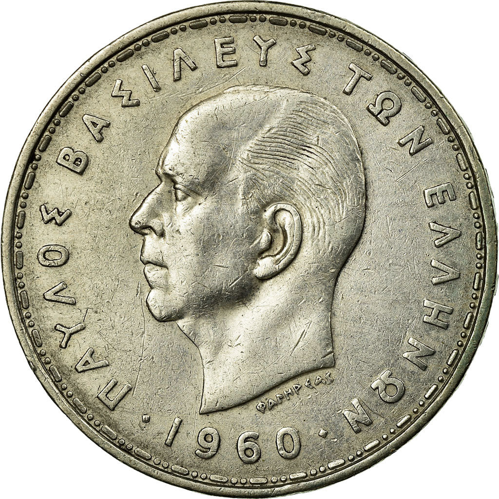 Coin, Greece, Paul I, 20 Drachmai, 1960, EF(40-45), Silver, KM:85
