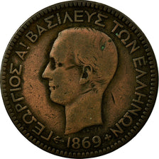 Coin, Greece, George I, 10 Lepta, 1869, Strassburg, VF(20-25), Copper, KM:43