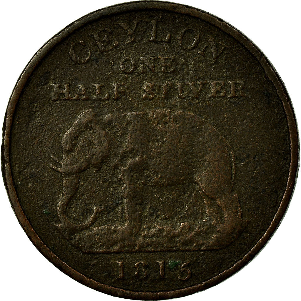 Coin, Ceylon, 1/2 Stiver, 1815, VF(30-35), Copper, KM:80