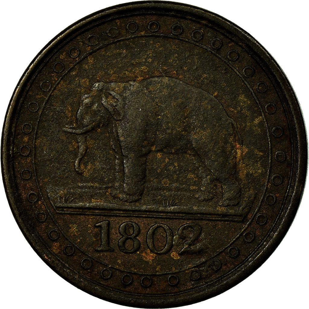 Coin, Ceylon, 1/192 Rixdollar, 1802, VF(30-35), Copper, KM:73