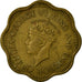 Moneta, Cejlon, George VI, 10 Cents, 1944, VF(30-35), Mosiądz niklowy, KM:118